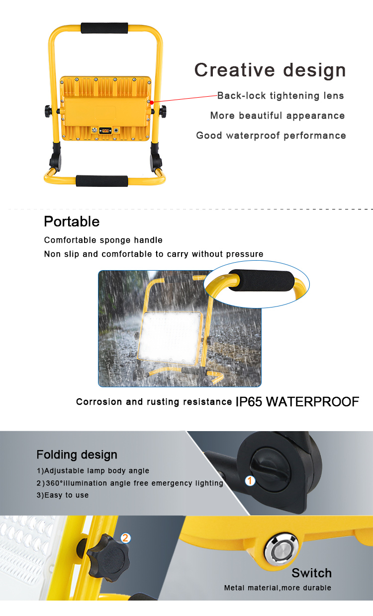 KCD Wholesale Price Portable Battery Wireless IP65 Waterproof Clamp 18V Light Work Truck