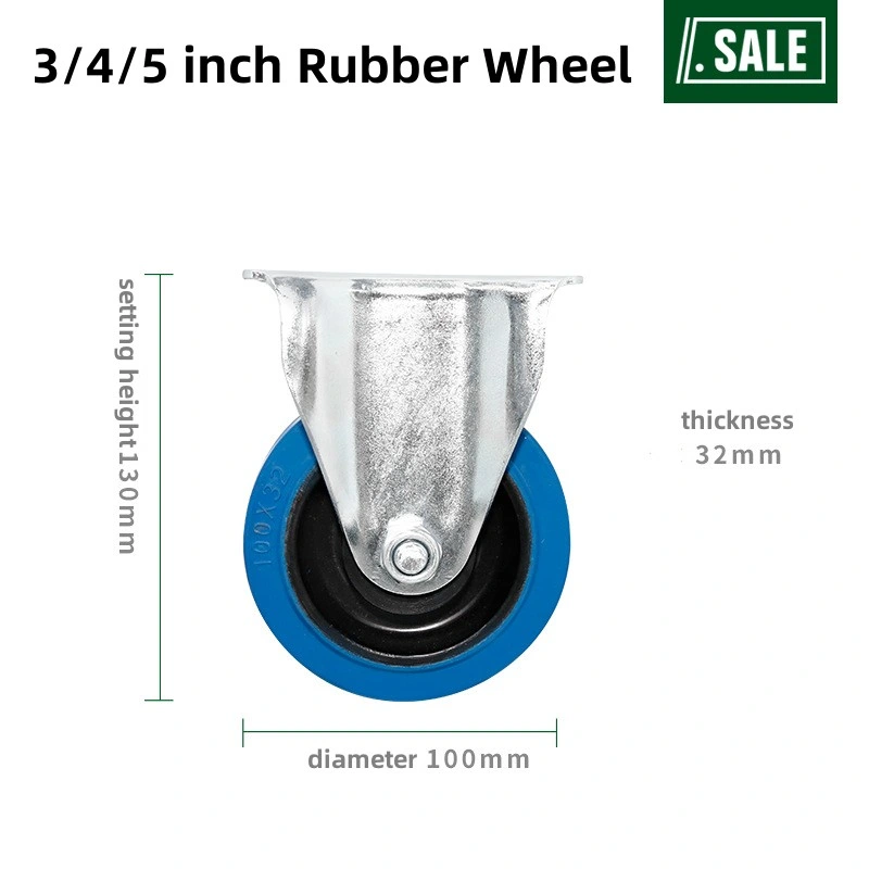 3/4/5 Inch Industrial Rubber Mute Rigid Wheel Caster for Trolley/Dining Car