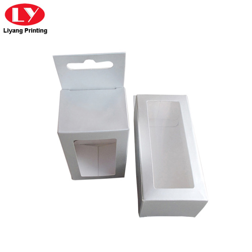 White paper hanging box with die-cut window