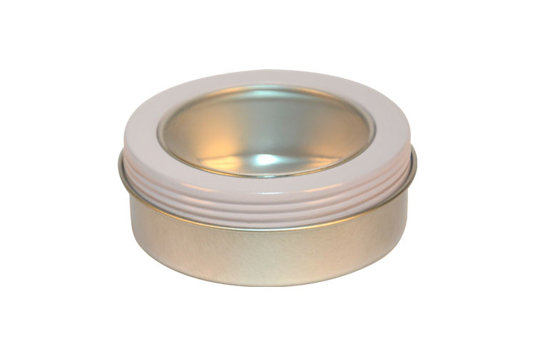 Small round transparent pvc window cake packing aluminium tin can