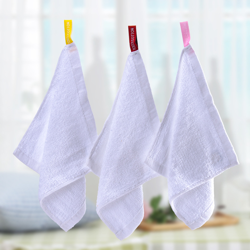 Hot sell wholesale Kindergarten pure cotton children's square towel white small towel 20*20cm household 0 with Lanyard 3pcs