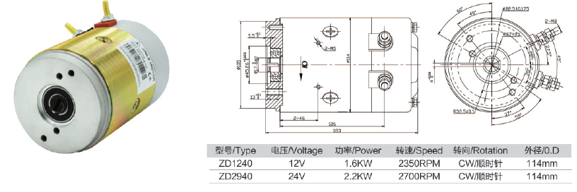 JINLE 12V Carbon Brush DC Motor  O.D 114mm