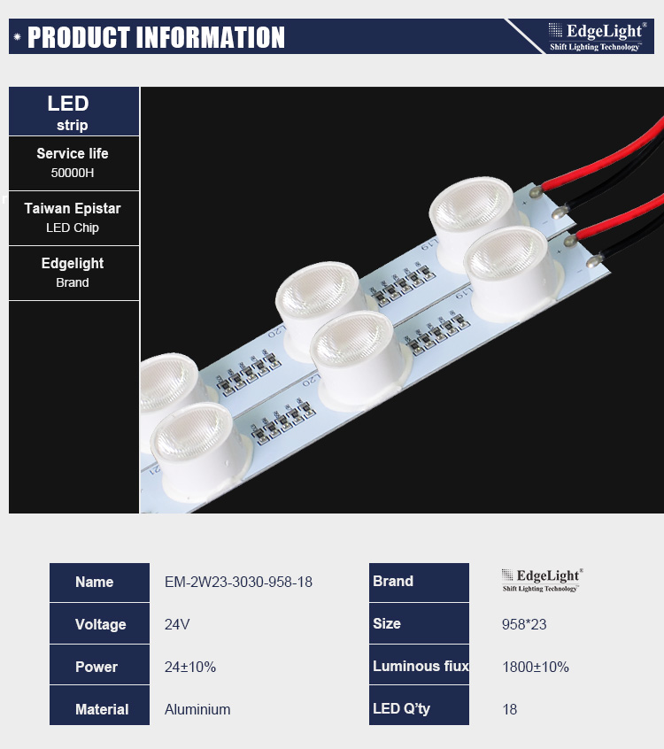 24V fleible LED lens strip rigided bar 50 degree angle led source