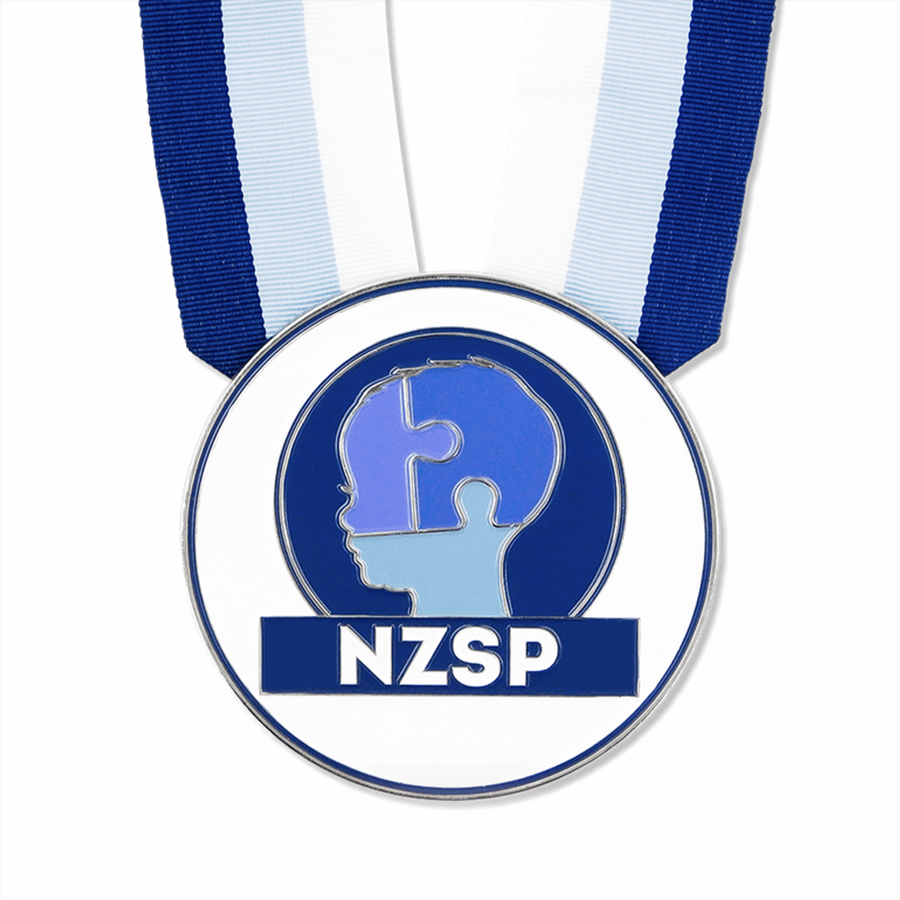 Custom round shape blue enamel silver award medal