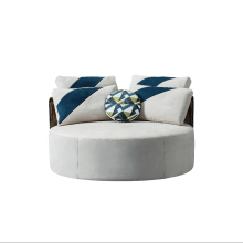 Italian Luxury Thea Round Sofa with Frosted Cowhide