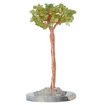 Raw Perdiot Raw Stone Copper Tree Agate Slice Base Ornament-11.5x(5-7)cm