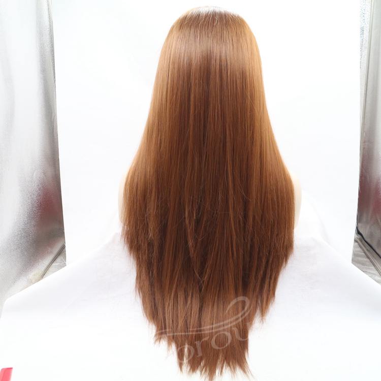 Vigorous ombre long straight premium high quality wholesale black women synthetic hair wigs with lace fron