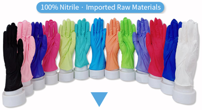 Nitrile Gloves Suppliers Boxes Powder Free Pink White Blue Nitrile Gloves Manufacturer