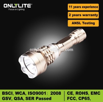 Golden Aluminium high power led focusing flashlight