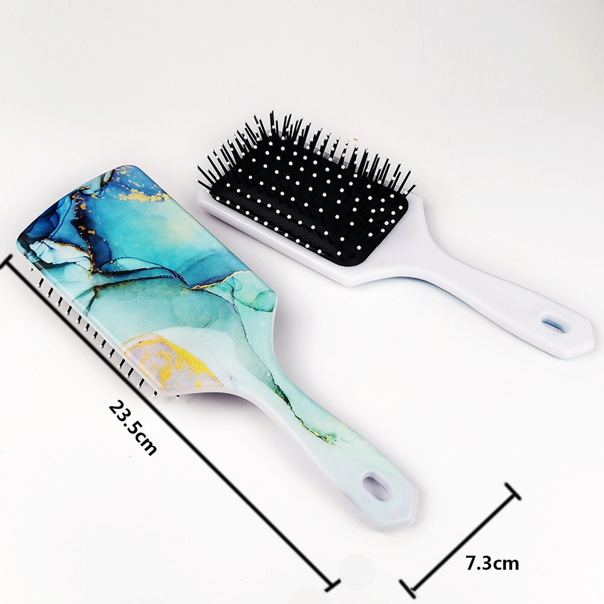 Massage Hair Brush Comb Customized Logo Printing Package Handle Type comb hair care brush fashion square paddle hairbrush