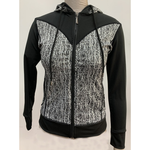 Damen Strick Hoodie mit Tierdruck Activewear Jacke