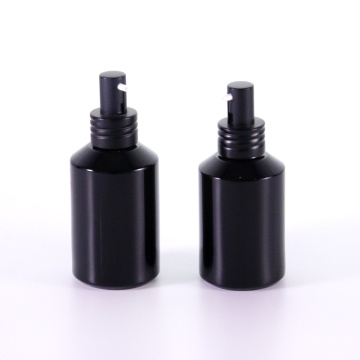 Black slopping shoulder glass bottles with pump