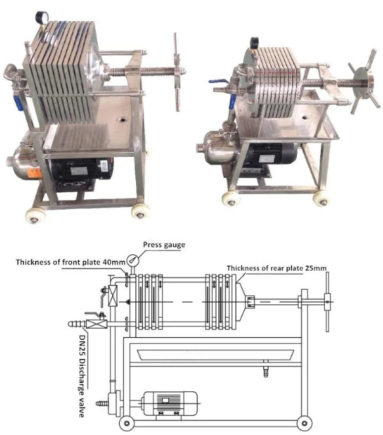 Küçük Hareketli Laboratuvar Paslanmaz Çelik Hassas Plaka Filtre Basınç Makinesi Small Movable Laboratory Stainless Steel Precision Plate Filter Pressure Machine