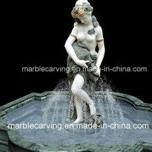 Green Onxy Carving Beatiful Girl Statues Water Fountain