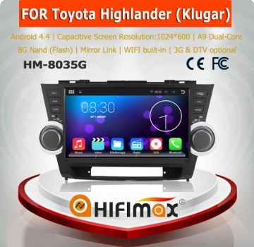 HIFIMAX 10.1" android 4.4.4 car dvd player car radio dvd gps for Toyota Highlander Klugar (2009-2013) Capacitive screen,high def