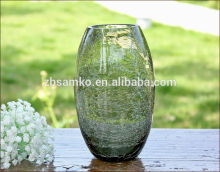 Olive crackle glass vase