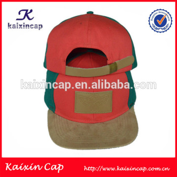 customize high quality leather patch designed suede brim snapback cap