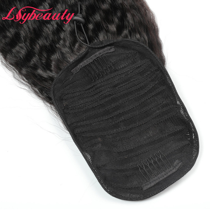 Lsy Natural Kinky Straight Drawstring Ponytail 100% Brazilian Virgin Human Hair Extension For Black Women