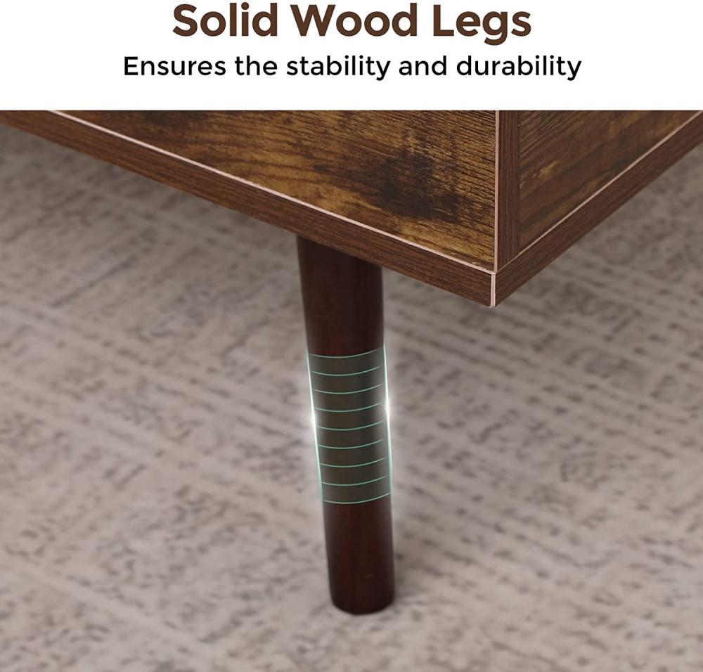 Adjustable Wood Coffee Table Compartment