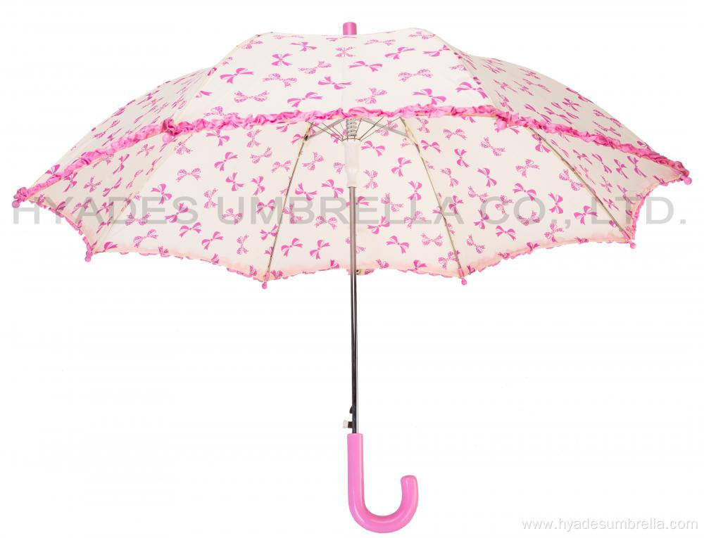 Girl Cute Frill Auto Open Kids Umbrella