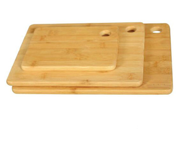 Rectangular bamboo cutting board set with hanging hole