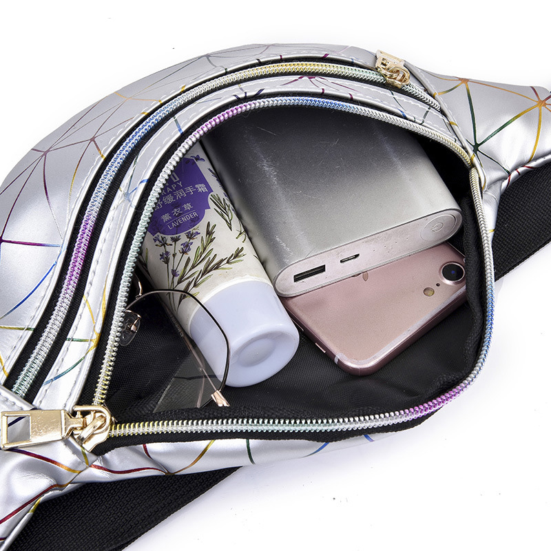 2020 New Style Customized Holographic Pink Silver Women Belt Bag Ladies Waist Pouch