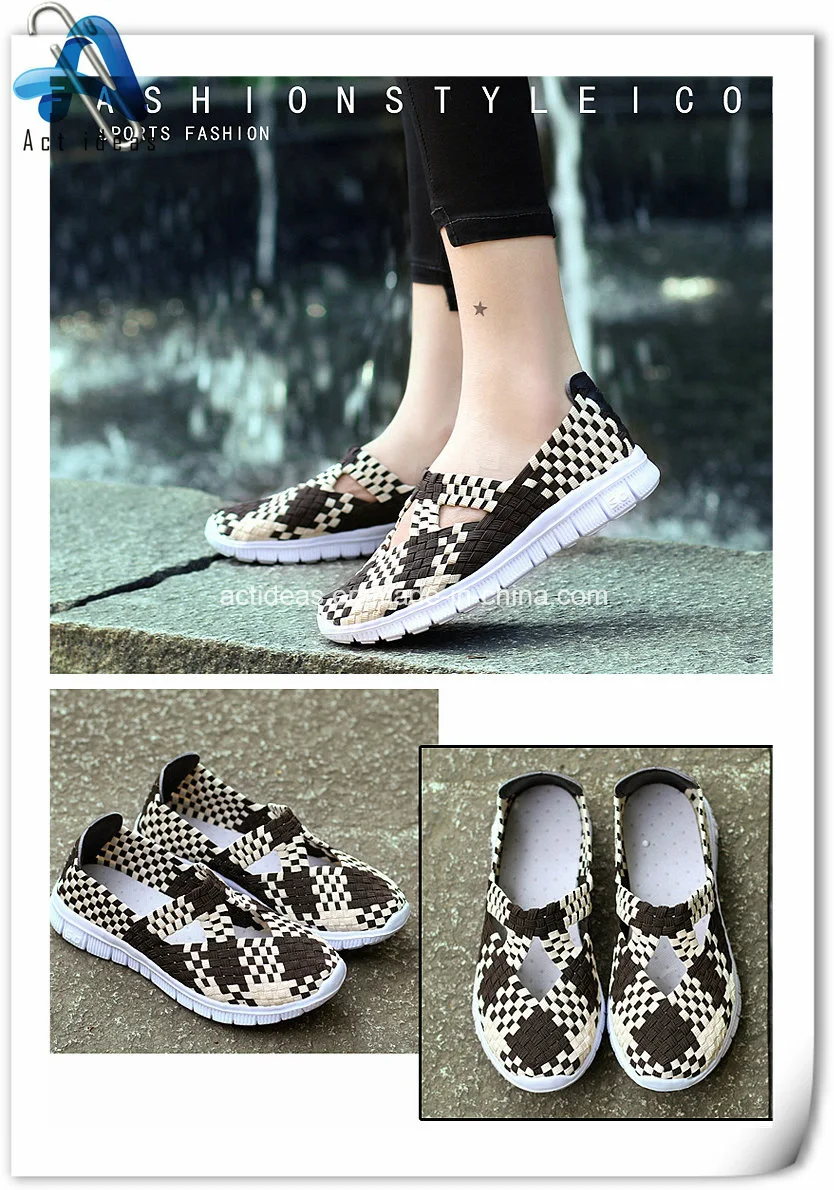 Hot Selling Ladies Flat Casual Shoe Beautiful Ladies Woven Shoes