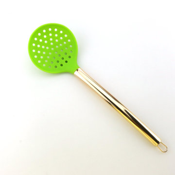 Stainless Steel Gold Plated Cooking Silicone Skimmer