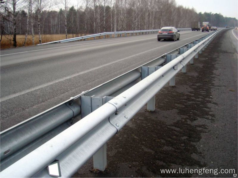 Galvanized Guardrails On Highway