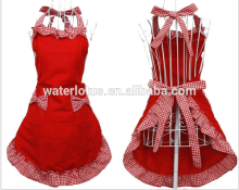 Women's apron with pocket, black and red