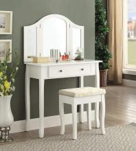 White Wooden Vanity Makeup Table and Stool Set
