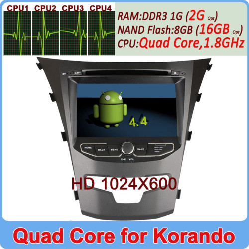 Ownice Pure Android 4.4.2 Quad Core 1.8GHz CPU car dvd gps player for ssangyobng 2014 korando 16GB Flash HD 1024*600