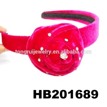 hot pink rose flower velvet headband with fleece lining