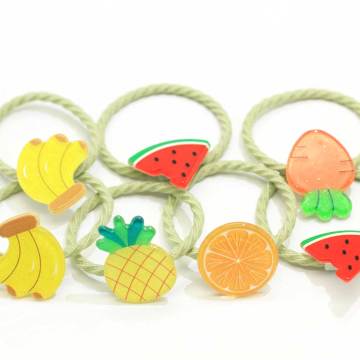 Cravatte per capelli assortite per cartoni animati Design di frutta e verdura Piccole corde elastiche per bambine per portacoda Codini