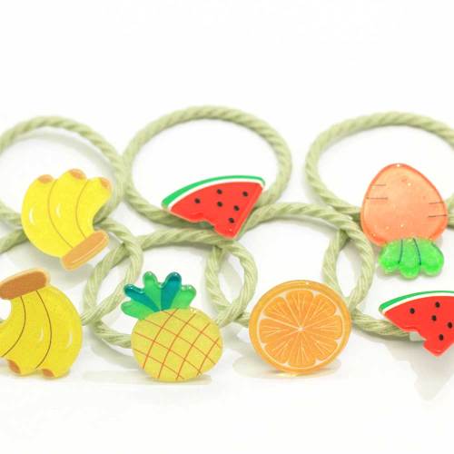 Assorted Cartoon Girls Hair Ties Fruit And Vegetable Design Little Girls' Small Elastic Ropes For Pigtails Ponytail Holders