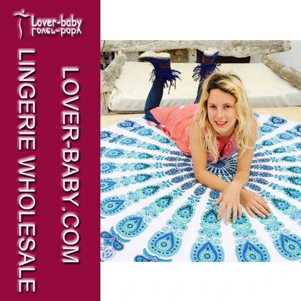 Mandala Round Tapestry Towel Round Blanket Purple Color (L38360-2)