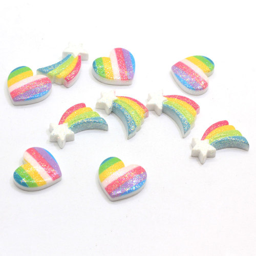 Popular Shooting Star Heart Striped Cabochon Resin Bead For Craft Decoration Or Kids Toy DIY Ornaments Bead Charms