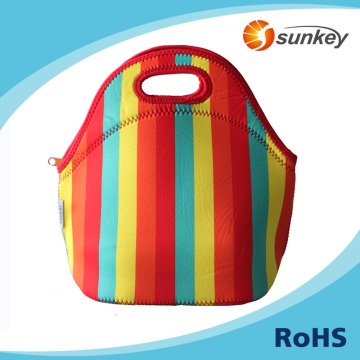 Neoprene insulated lunch cooler bag with bottle holder