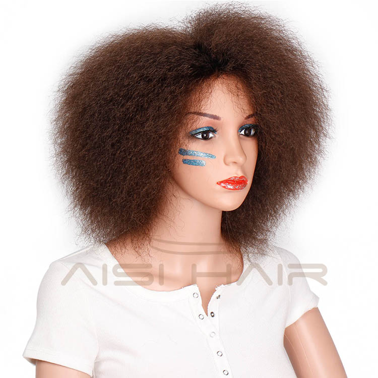 Aisi Hair Short Afro Wig Brown Synthetic kinky Curly Wigs for Women Fluffy African American Natural Black Hair Wigs