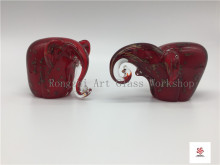 Two Elegant Elephant Glass Sculpture
