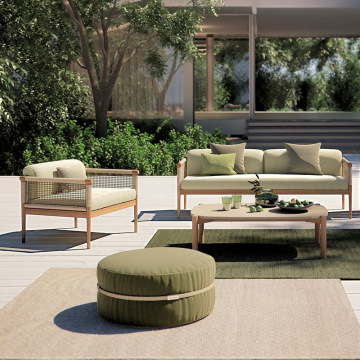 Modern Outdoor Teak Sofa Set with Table
