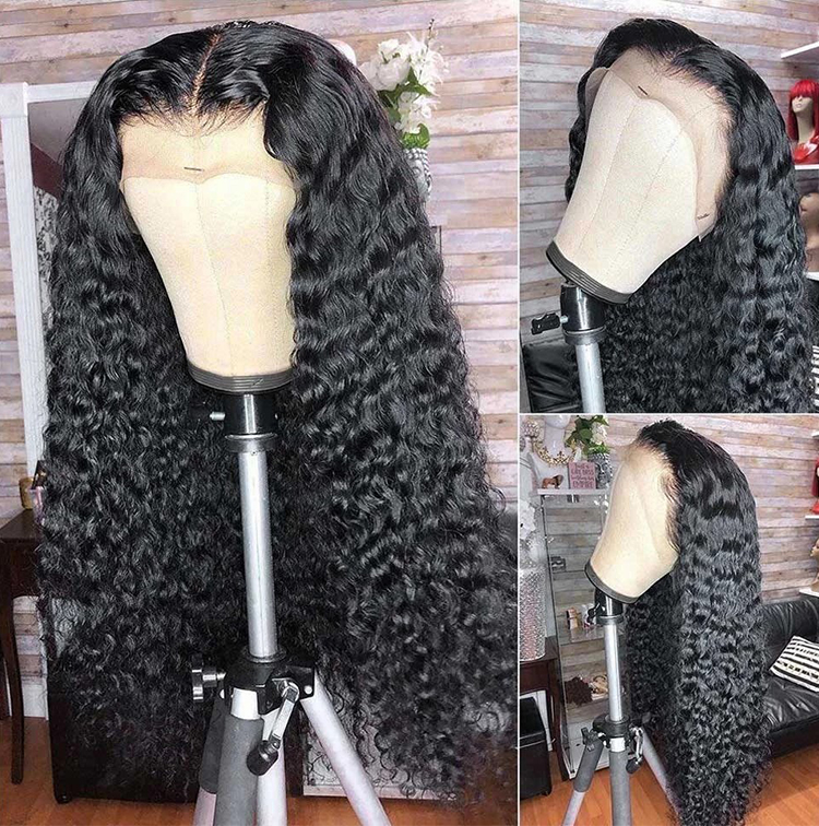 Wholesale 30Inch Brazilian 100% Virgin Human Hair Water Wave HD Lace Frontal Wig Deep Curly Wave Human Hair Wig