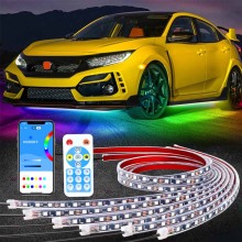 6pcs Waterproof IP68 RGBIC Car Underbody LED Underglow Light Kit - High Brightness