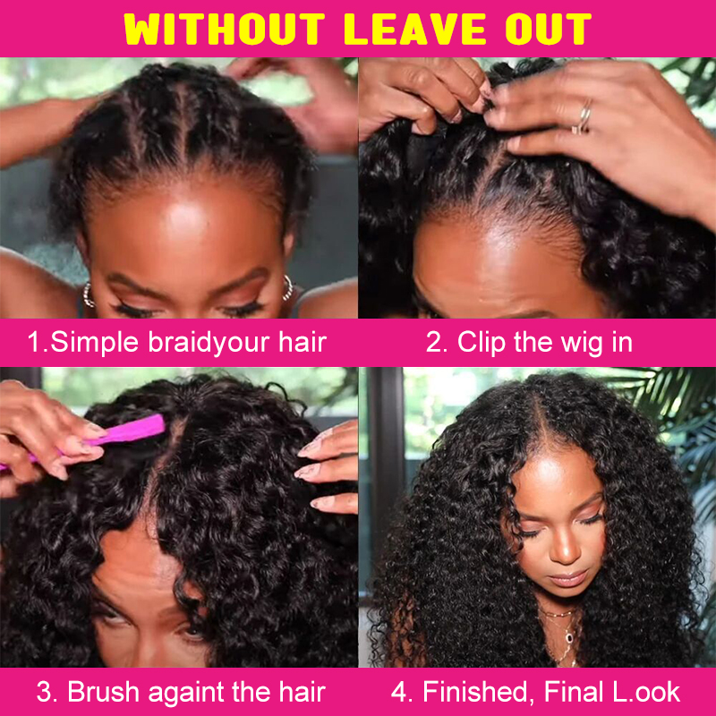 ISEE Hair New V Part Wig Human Hair Curly,Raw Burmese Hair Glueless Thin Part Wig,U Part Wig Blend With Your Own Hairline
