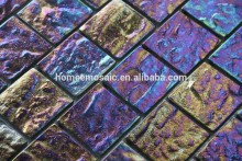 iridescent surface crystal glass mosaic tile for bar decorative wallpaper