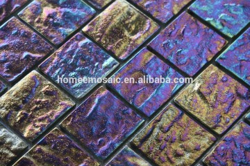 iridescent surface crystal glass mosaic tile for bar decorative wallpaper