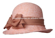 Girl's lovely paper braid straw hats cloche summer hats with matching bow decoration