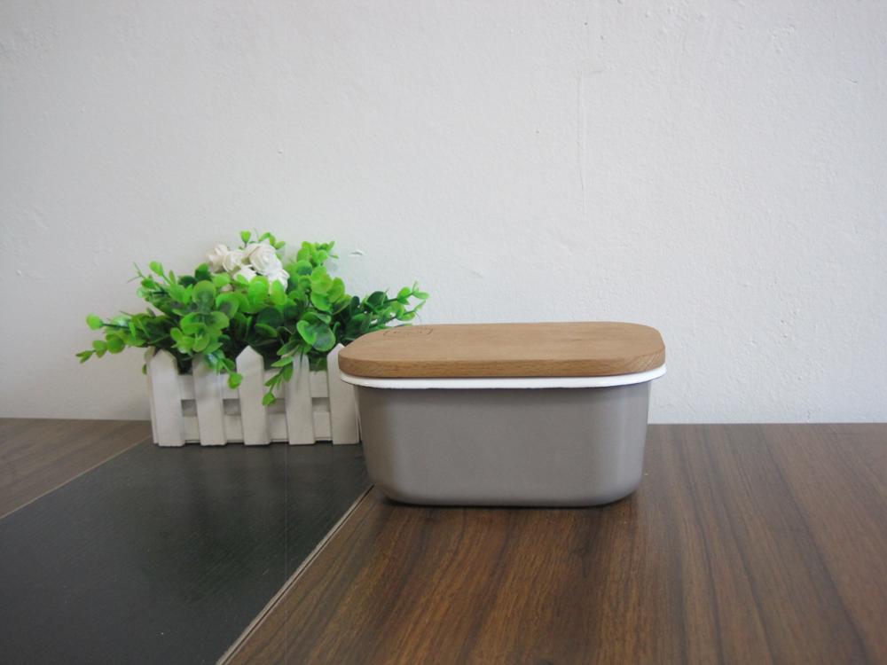 Enamel Sugar Container Enamel Pie Dish,Enamel Lunch Box With Wooden Lid