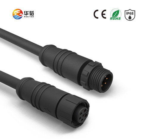 Conector impermeable M12P con tuerca de goma de nylon