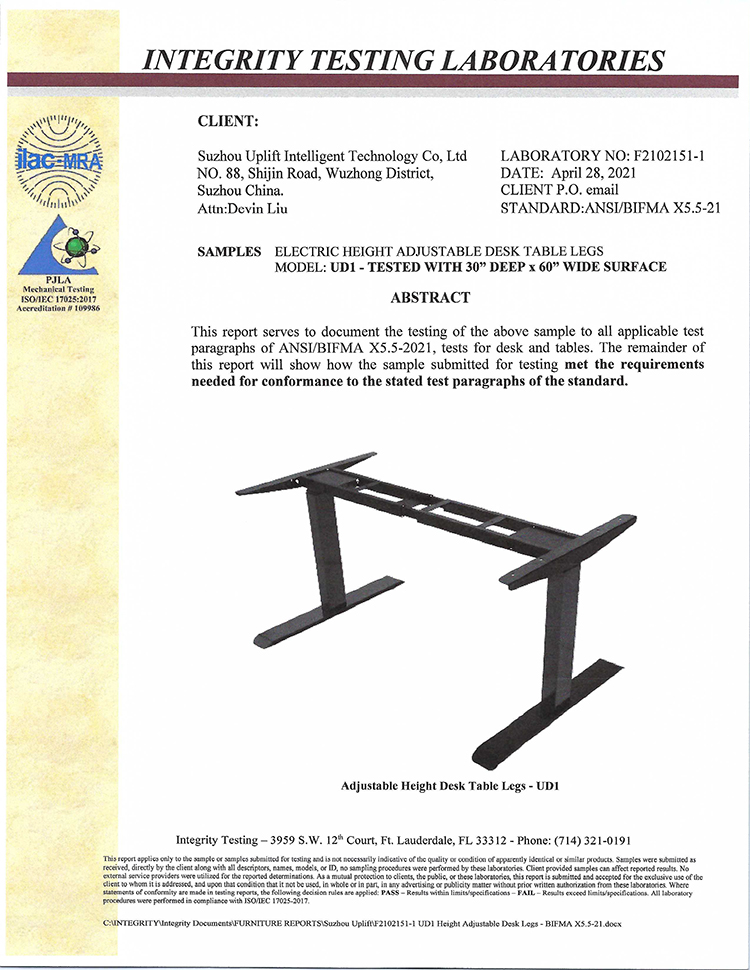 BIFMA-UD1 Height Adjustable Desk Legs-1
